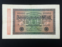 Load image into Gallery viewer, German WWII Rare 10 Rp Coin & Two Stamps with 20000 Mark Bill in Holder - Collectors Couch