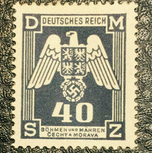 Load image into Gallery viewer, German WW2 Rare 10 Rp Coin wth  Stamps 1 Mark Bill in Disp frame - Collectors Couch