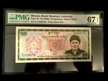 Load image into Gallery viewer, Bhutan 20 Ngultrum 2000 World Paper Money UNC Currency - PMG Certified - Collectors Couch