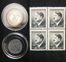 Load image into Gallery viewer, Authentic German WW2 Coins in Secure Holder & Black Stamps - Historical Artifact - Collectors Couch