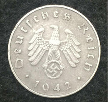 Load image into Gallery viewer, German WWII Rare 10 Rp Coin & Stamp with 1000 Mark Bill in Holder - Collectors Couch