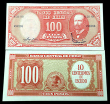 Load image into Gallery viewer, Chile 10 Centesimos On 100 Pesos 1960-61 Banknote World Paper Money UNC - Collectors Couch