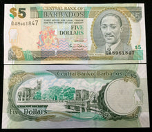 Load image into Gallery viewer, Barbados 5 Dollars Banknote World Paper Money UNC Currency Bill Note - Collectors Couch
