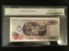 Load image into Gallery viewer, Argentina 10 Pesos 1983 Banknote World Paper Money UNC Currency - PMG Certified - Collectors Couch