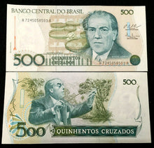 Load image into Gallery viewer, Brazil 500 Cruzados 1988 Banknote World Paper Money UNC Currency Bill - Collectors Couch
