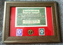 Load image into Gallery viewer, German WW2 Rare 10 Rp Coin wth Stamps & V RARE 10 Mark Bill - Collectors Couch