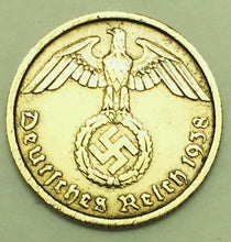 Load image into Gallery viewer, German  Rare 10 Rp Brass Coin with  Stamp in a Secure Metal Disp Frame - Collectors Couch