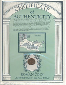 Ancient Rome Coin from the 4th Century 1500 Years Old COA Display Card Included - Collectors Couch