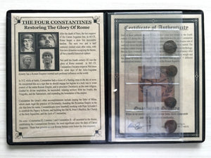 Ancient Roman Four Bronze Coins From Fourth Century CE Reigns of Constantines