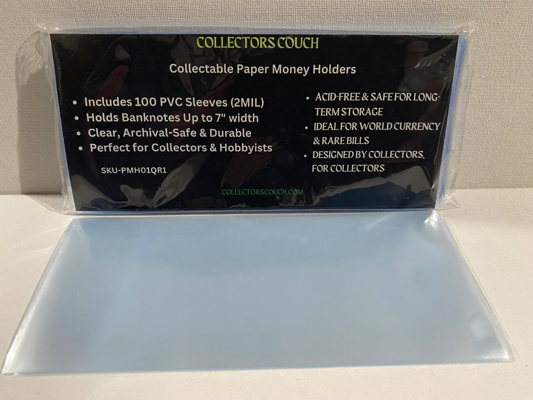 Collectible Paper Money Holders For Bills Up to 7