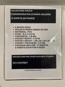 Commemorative Stamps Holders 12 Sheet - 24 Pages - 4 Sizes