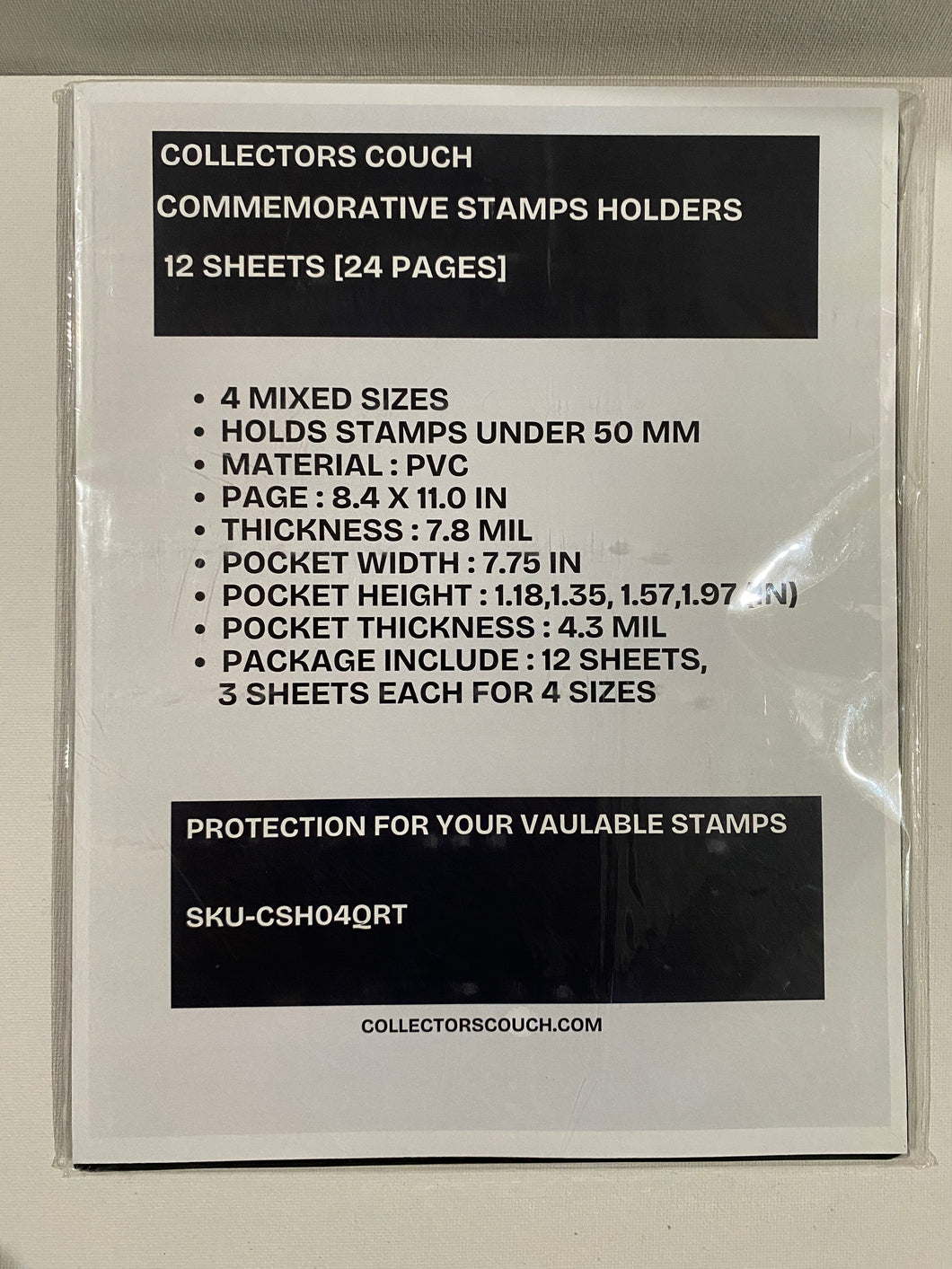 Commemorative Stamps Holders 12 Sheet - 24 Pages - 4 Sizes