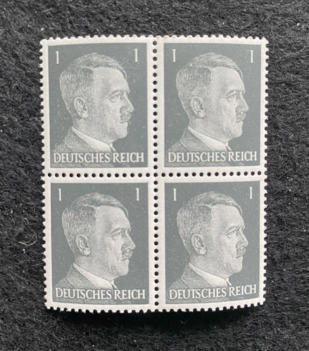 Antique WWII Unused German Nazi Third Reich Hitler 4 X 1 Rp Stamps Block MNH
