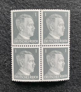 Antique WWII Unused German Nazi Third Reich Hitler 4 X 1 Rp Stamps Block MNH - Collectors Couch