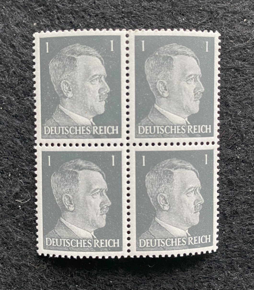 Antique WWII Unused German Nazi Third Reich Hitler 4 X 1 Rp Stamps Block MNH - Collectors Couch