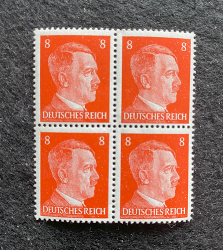 Antique WWII Unused German Nazi Third Reich Hitler 4 X 12 Rp Stamps Block MNH - Collectors Couch