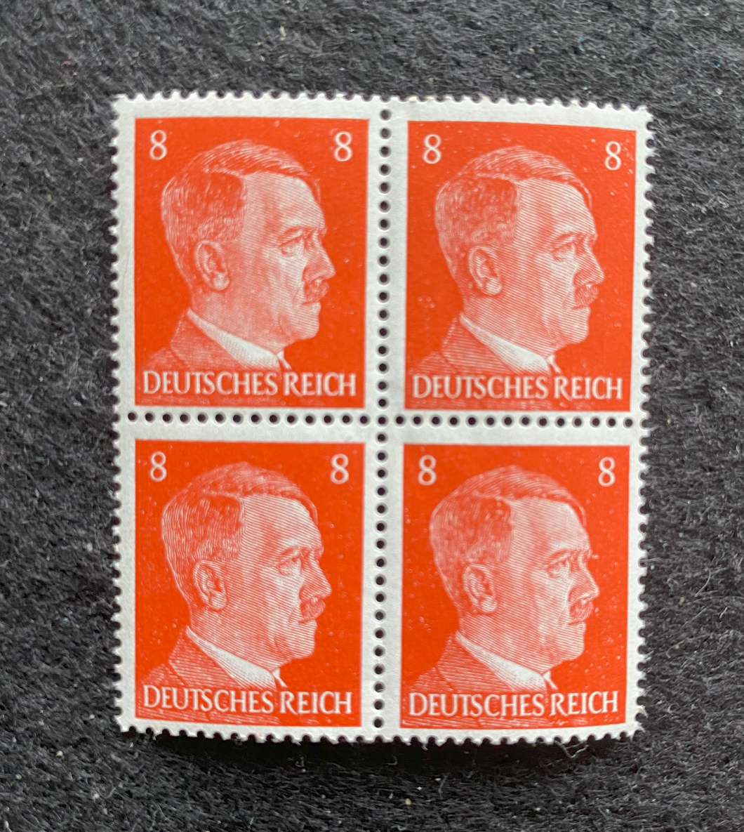 Antique WWII Unused German Nazi Third Reich Hitler 4 X 12 Rp Stamps Block MNH