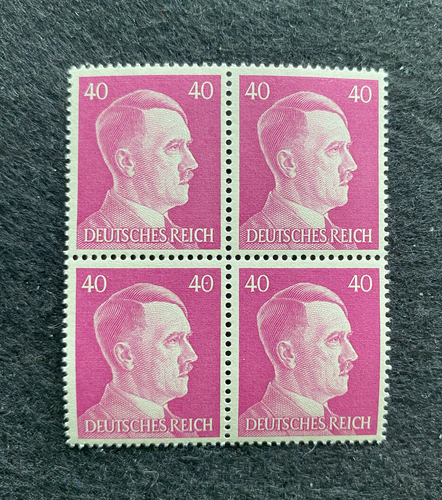 Antique WWII Unused German Nazi Third Reich Hitler 4 X 40 Rp Stamps Block MNH - Collectors Couch