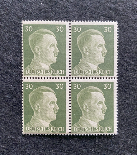 Antique WWII Unused German Nazi Third Reich Hitler 4 X 30 Rp Stamps Block MNH - Collectors Couch