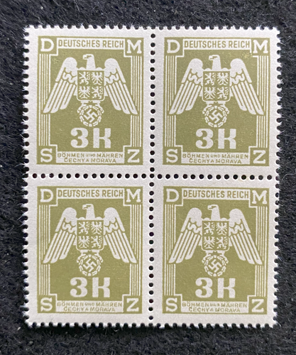 Antique WWII Unused German Nazi Third Reich Hitler Occupation 4 X 3K Stamps Block MNH