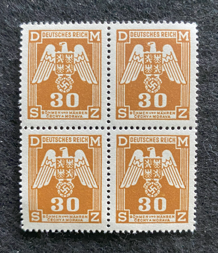 Antique WWII Unused German Nazi Third Reich Hitler Occupation 4 X 30K Stamps Block MNH