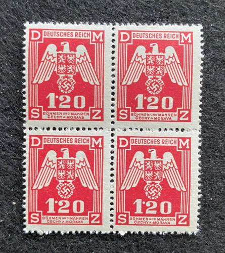 Antique WWII Unused German Nazi Third Reich Hitler Occupation 4 X 1.20K Stamps Block MNH - Collectors Couch
