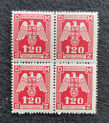 Antique WWII Unused German Nazi Third Reich Hitler Occupation 4 X 1.20K Stamps Block MNH