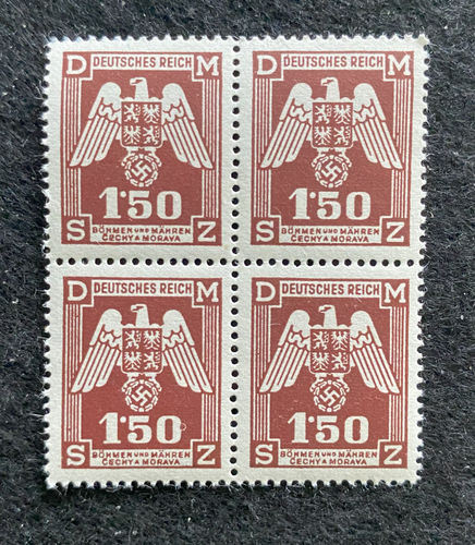 Antique WWII Unused German Nazi Third Reich Hitler Occupation 4 X 1.50K Stamps Block MNH
