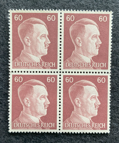 Antique WWII Unused German Nazi Third Reich Hitler 4 X 60 Rp Stamps Block MNH - Collectors Couch