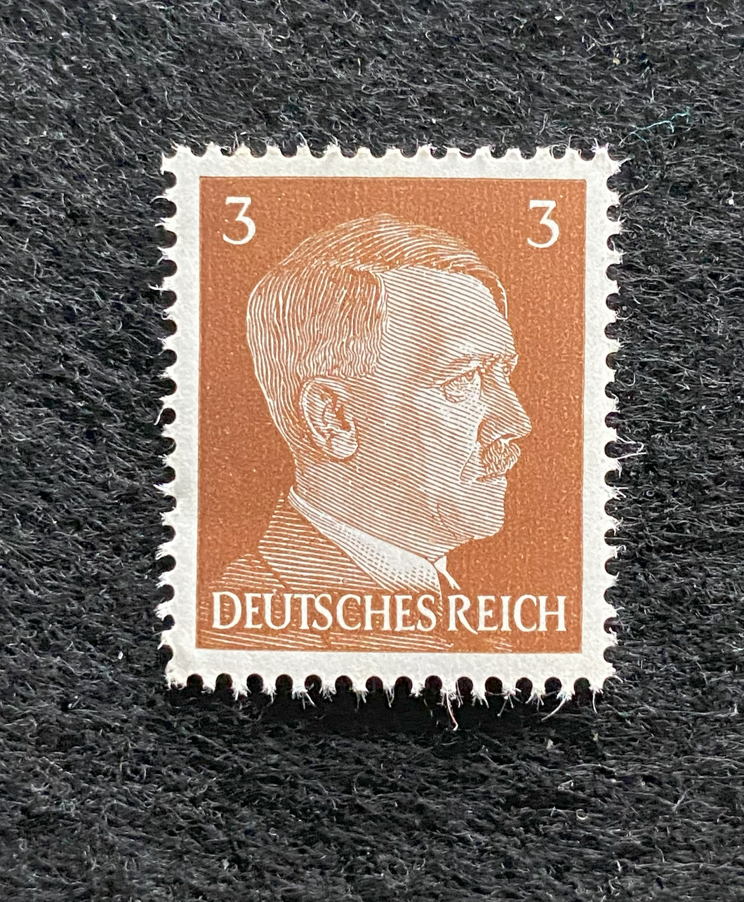 Rare Old German Authentic WWII Unused Hitler 3 Rp Stamp MNH - Collectors Couch