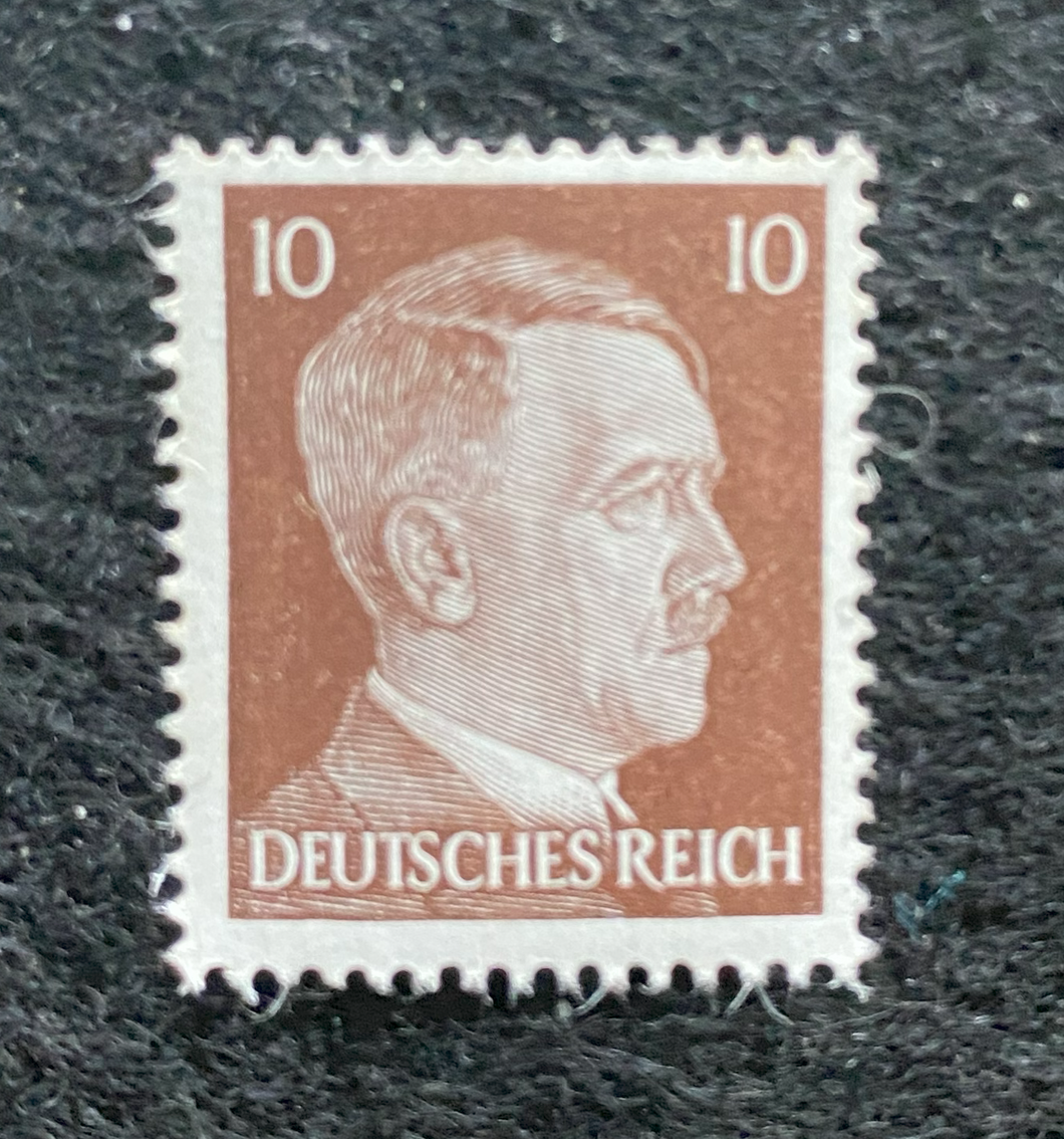 Rare Old German Authentic WWII Unused Hitler 10 Rp Stamp MNH