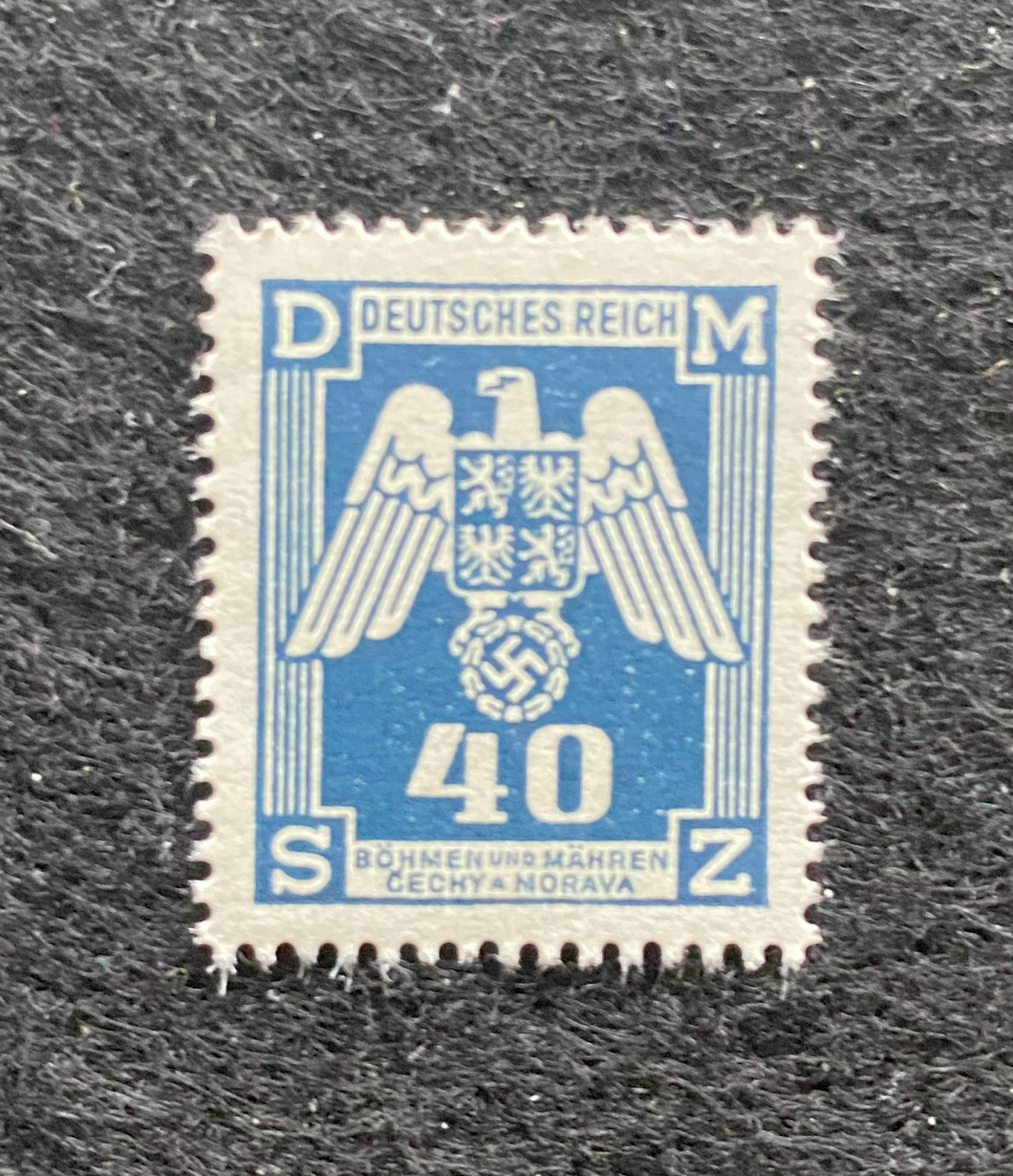 Rare Old Authentic WWII Eagle German Unused Stamp with SWASTIKA - 40K