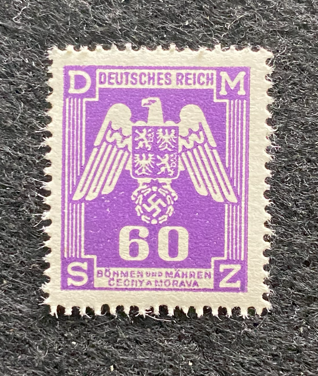Rare Old Authentic WWII Eagle German Unused Stamp with SWASTIKA - 60K - Collectors Couch