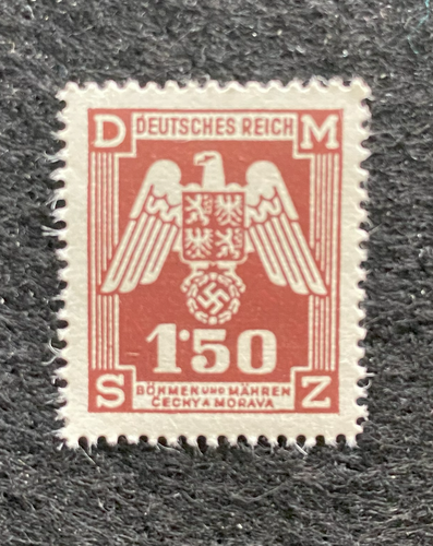 Rare Old Authentic WWII Eagle German Unused Stamp with SWASTIKA - 1.50K