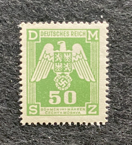 Rare Old Authentic WWII Eagle German Unused Stamp with SWASTIKA - 50K