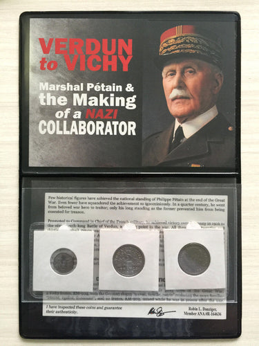 French Coin Set Verdun to Vichy Marshal Petain Era SOA & History & Album Includ - Collectors Couch