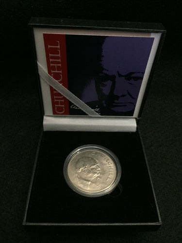 1965 British Crown Coin Sir Winston Churchill SOA & Capsule & Display Box Inc.