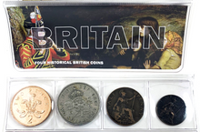 Load image into Gallery viewer, Britain: Four Historical British Coins COA &amp; Album Included