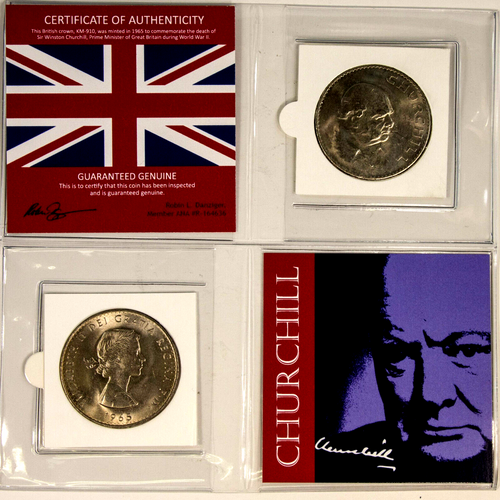 1965 British Crown Coin Sir Winston Churchill COA & Mini Album Inc. - Collectors Couch