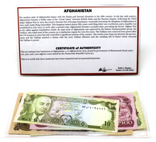 Load image into Gallery viewer, AFGHANISTAN 4 Banknotes Collection - COA &amp; History &amp; Folder Included