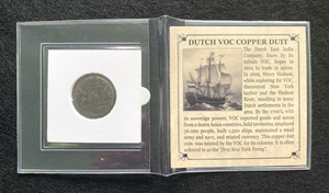 First New York Penny VOC Copper Coin 1700's - COA & History & Holder Inc