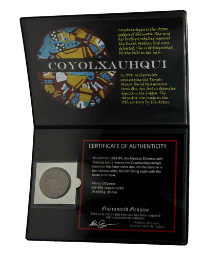 Coyolxauhqui: The Aztec Moon Goddess Coin of Mexico COA & History & Album Inc.