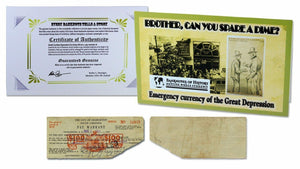 Emergency Currency Of The Great Depression $1 Pay Warrant COA & History & Folder - Collectors Couch