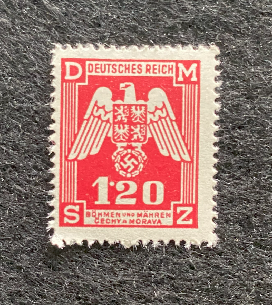 Rare Old Authentic WWII Eagle German Unused Stamp with SWASTIKA - 1.20K