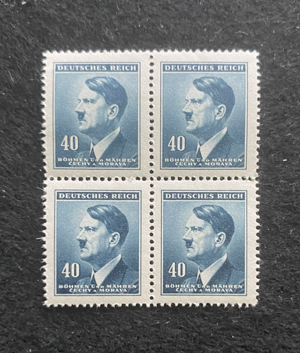 Antique WWII Unused German Nazi Third Reich Hitler 4 X 40 Rp Stamps Block MNH - Collectors Couch