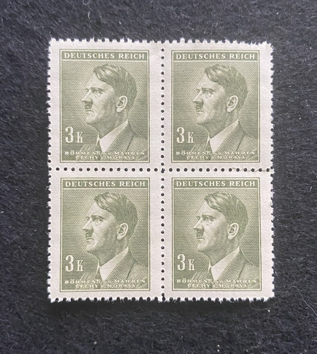 Antique WWII Unused German Nazi Third Reich Hitler 4 X 3k Stamps Block MNH - Collectors Couch