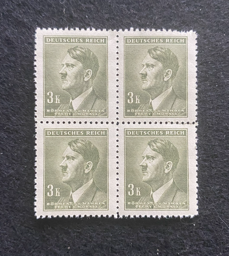 Antique WWII Unused German Nazi Third Reich Hitler 4 X 3k Stamps Block MNH