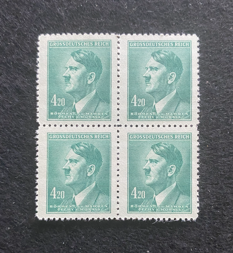 Antique WWII Unused German Nazi Third Reich Hitler 4 X 4.20 Rp Stamps Block MNH