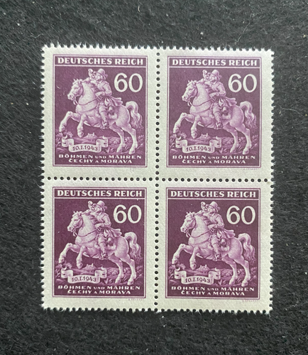 Rare Old Antique Authentic WWII Unused German Nazi Stamp 60 Rp Block Of 4 MNH - Collectors Couch