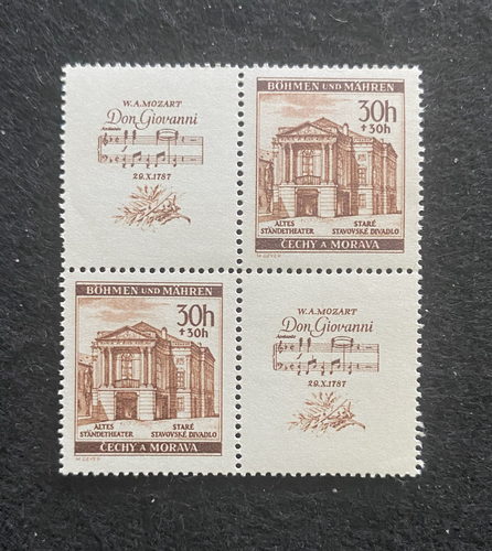 German Bohmen and Mahren 30h Stamp Block MNH Don Giovanni